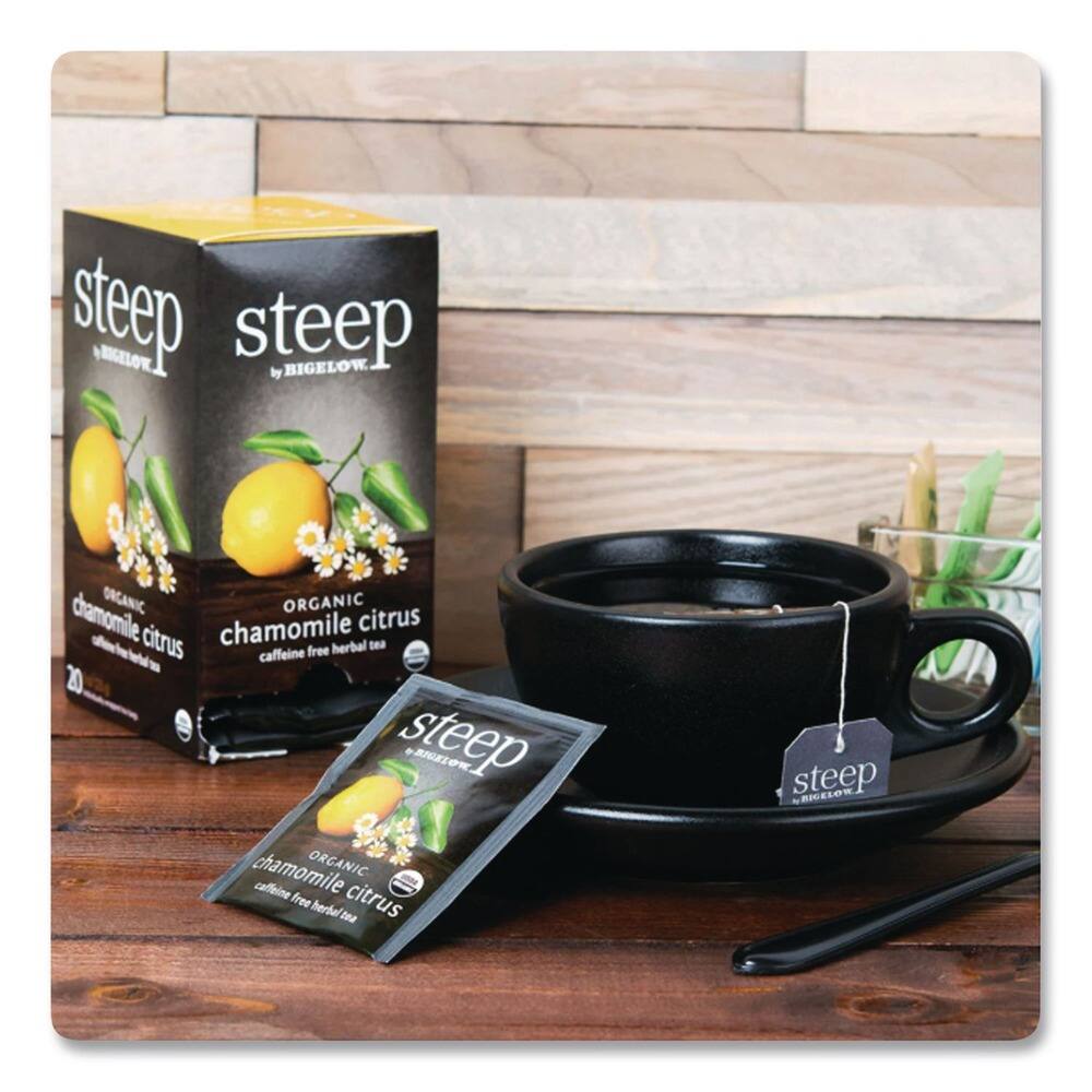 steep by BIGELOW  
ORGANIC chamomile citrus  
caffeine free herbal tea  

steep by BIGELOW  
ORGANIC chamomile citrus  
caffeine free herbal tea