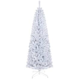 Boyel Living - 6ft Pencil Christmas Tree Slim Douglas Fir with Realistic Branches 618 Tips and Metal Base - White