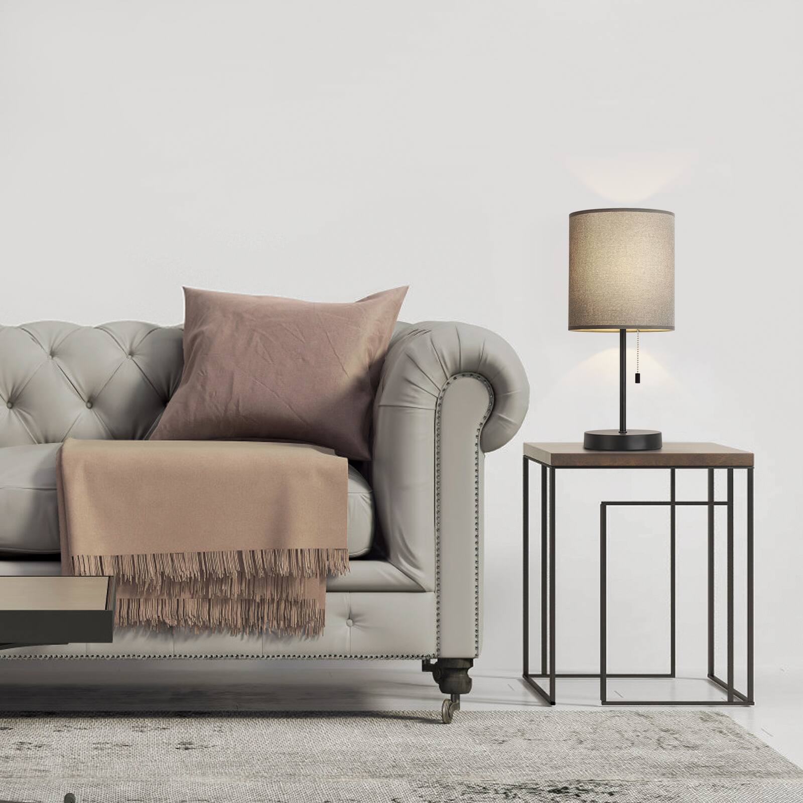 Alt View 1. Oumilen - Set of 2 Modern Desk Lamps Pull Chain Nightstand Table Lamp Beside Lamp Bedroom.