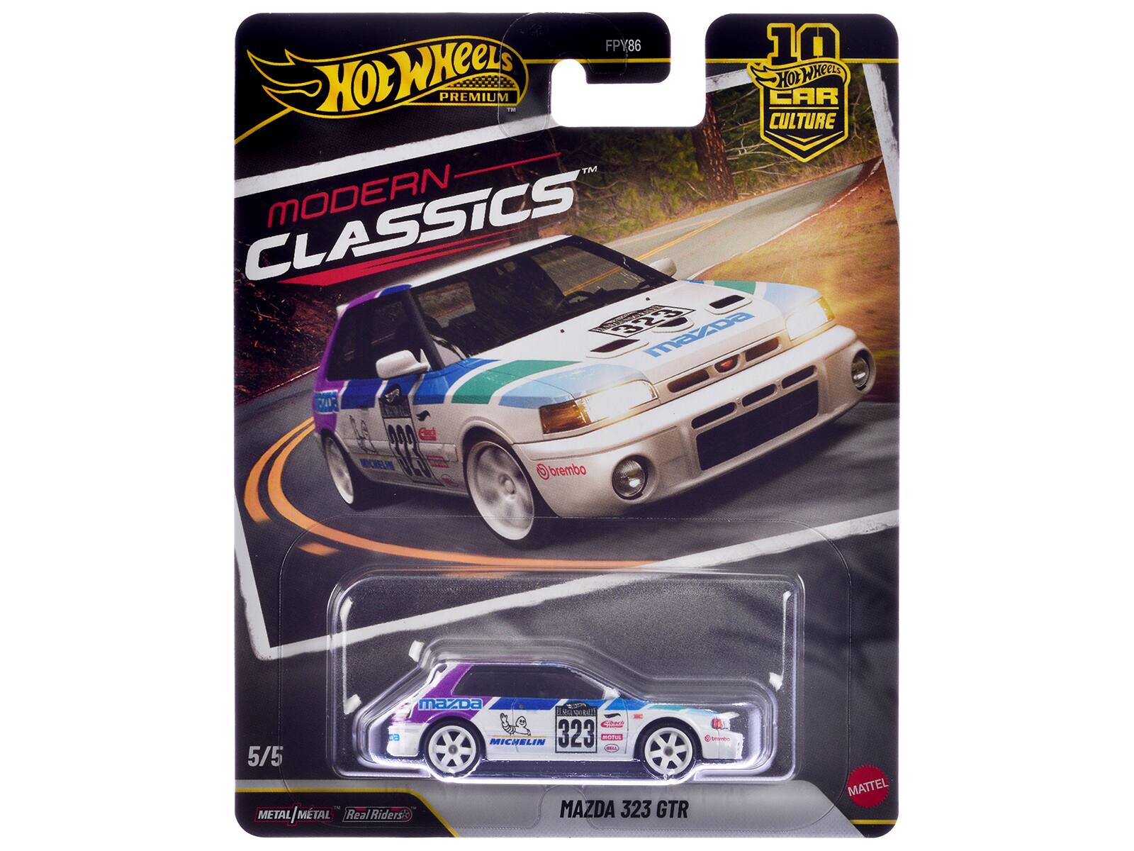 FPY86 10 Hot Wheels Premium TM Culture TM Classics Modern H4 Mazda 20 Ead CRELN S Brembo Mazda TCU CUC idiet B 2a Michelin 323 Cor - 5/5 Metal Metal Metal Real Riders Mazda 323 GTR Mattel