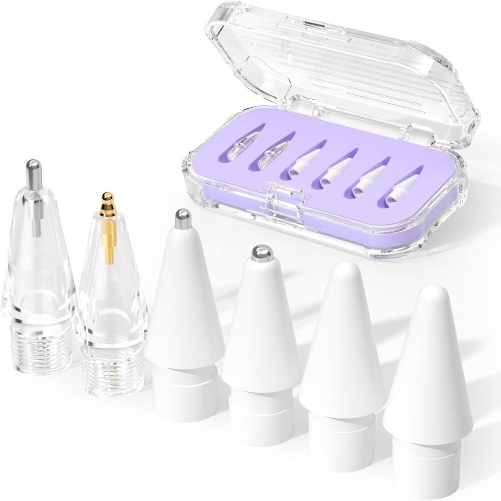 Front. RTMB - Wear-resistant mix metal tips for iPad pencil accessories (6 pack) - Lavender.