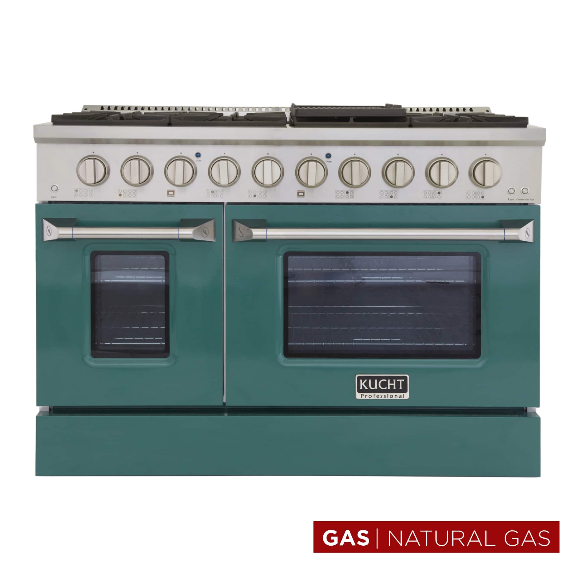 Kucht - 48 in. 6.7 cu. ft. Natural Gas Range with Sealed Burners and Two Ovens - One Convection - in Green - Green