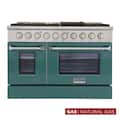 Kucht - 48 in. 6.7 cu. ft. Natural Gas Range with Sealed Burners and Two Ovens - One Convection - in Green - Green