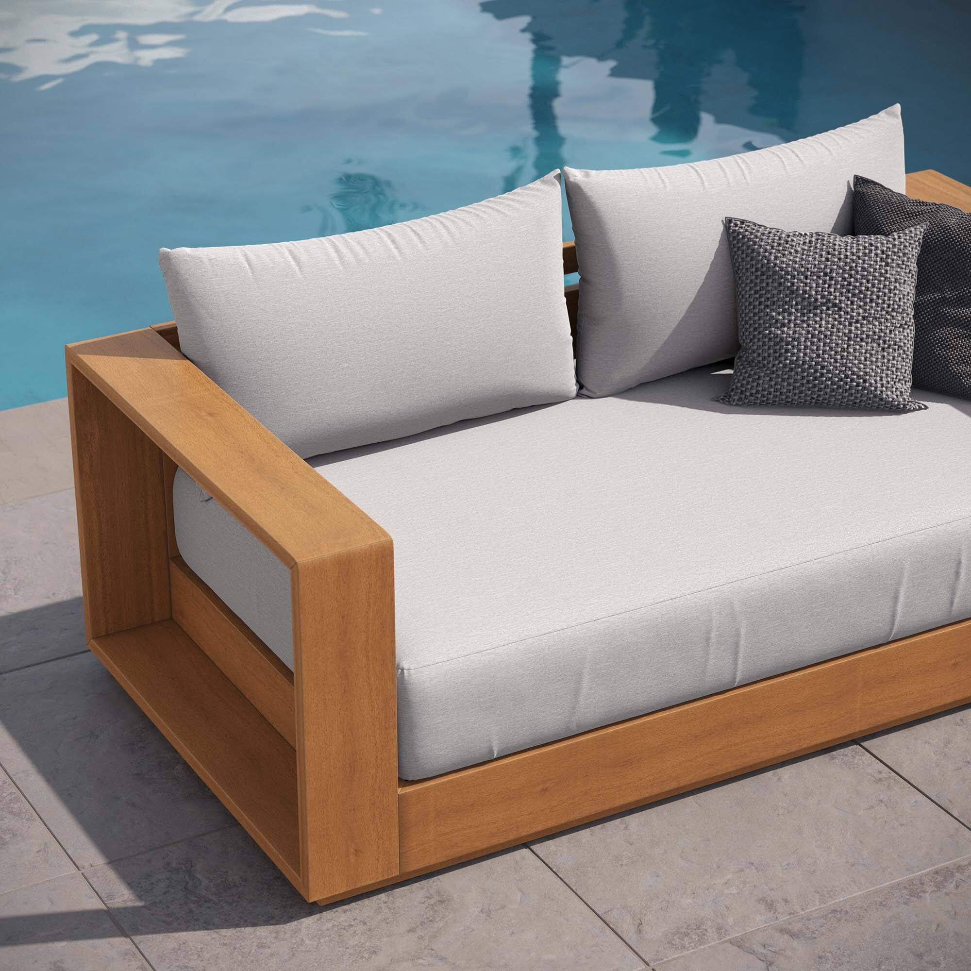 Alt View 6. Modway - Tahoe Acacia Wood Outdoor Patio Acacia Wood Loveseat by Modway - Natural Light Gray.