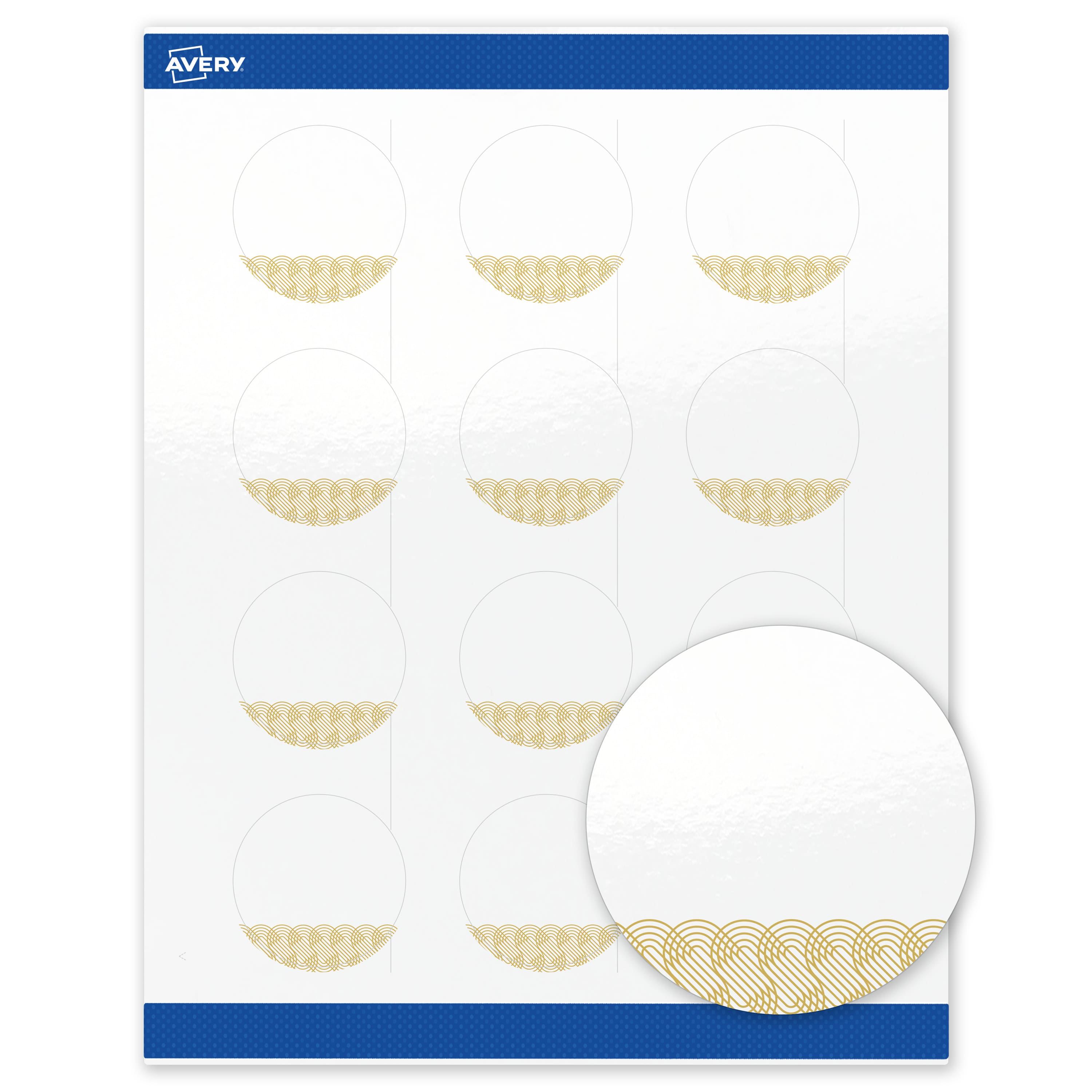 "Avery - Round Labels, Gold Lace Trim Pattern, 2"" Diameter, 120 Total, Glossy, Gold Lace Trim - White" price history on PriceWatchPro