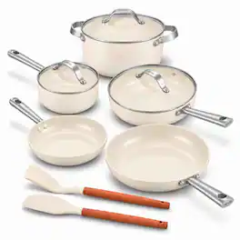 Alva - Cicla 10-piece Ceramic Nonstick Cookware Set - White Swan