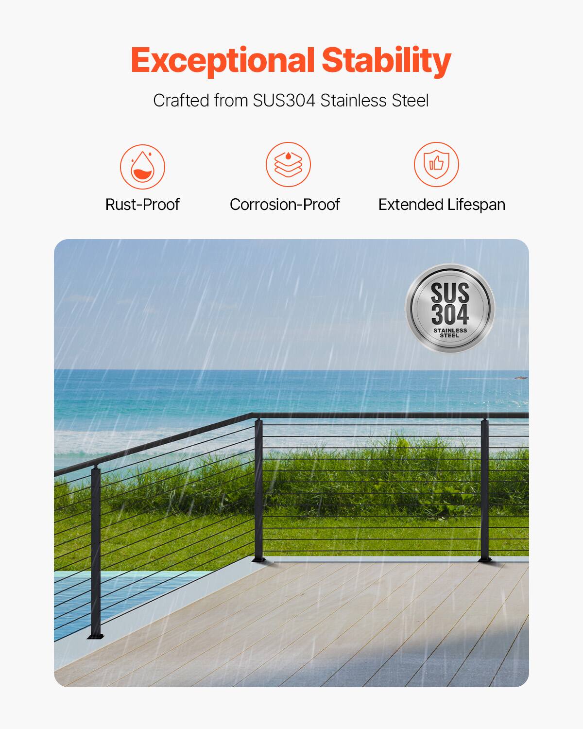 Exceptional Stability  
Crafted from SUS304 Stainless Steel  
Rust-Proof  
Corrosion-Proof  
Extended Lifespan  
SUS 304 Stainless Steel