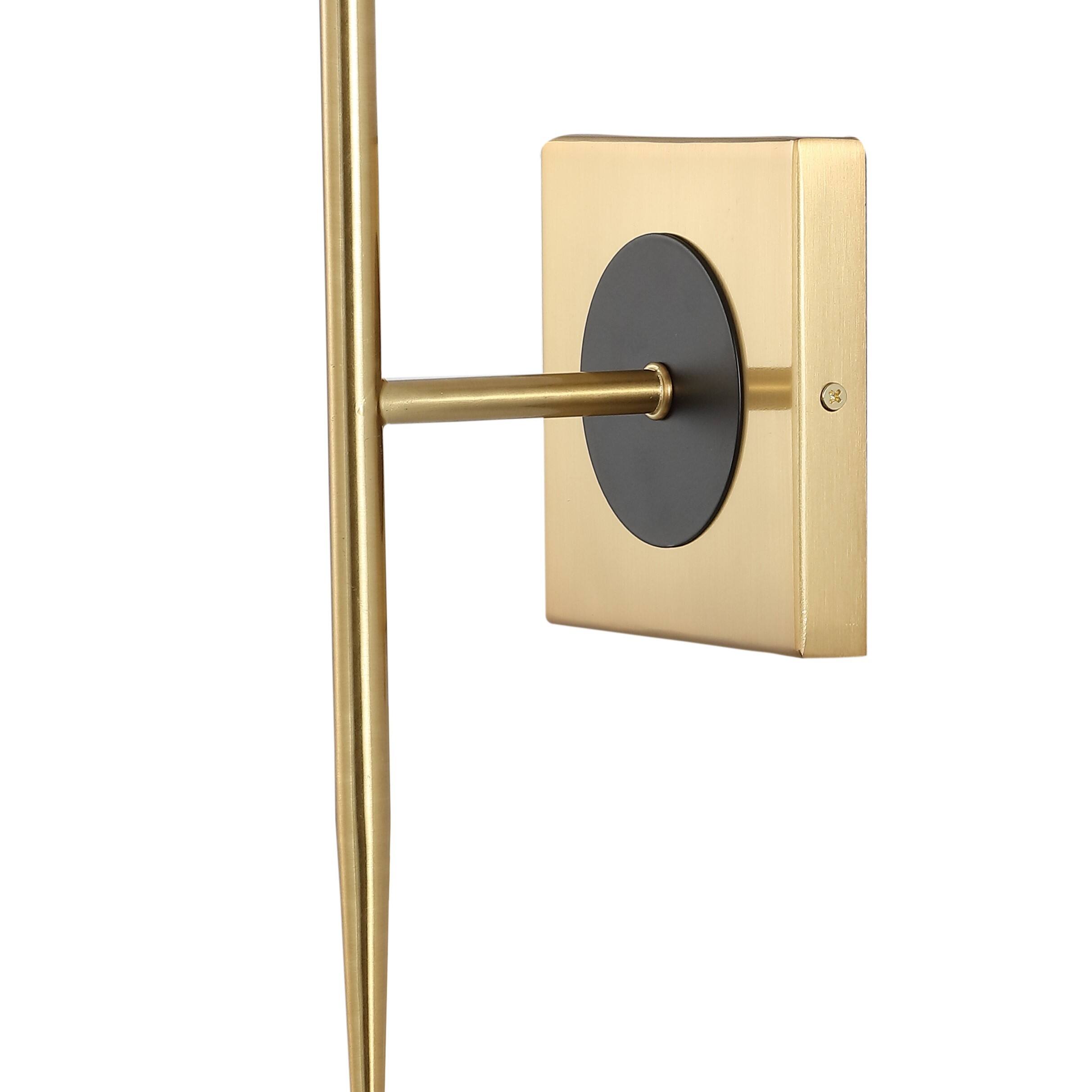 Alt View 4. Jonathan Y - Sylvie 6" 1-Light Coastal French Country Iron LED Sconce, Brass Gold/White - Brass Gold.