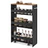 Costway - 4-Tier Rolling Storage Cart 8" Slim Kitchen Cart on Wheels with Open Shelves - Black