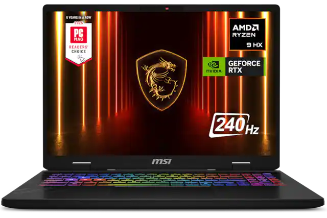5 YEARS IN A ROW
2025
PC MAG
READERS' CHOICE
AMD RYZEN 9 HX
NVIDIA GEFORCE RTX
240 Hz
msi