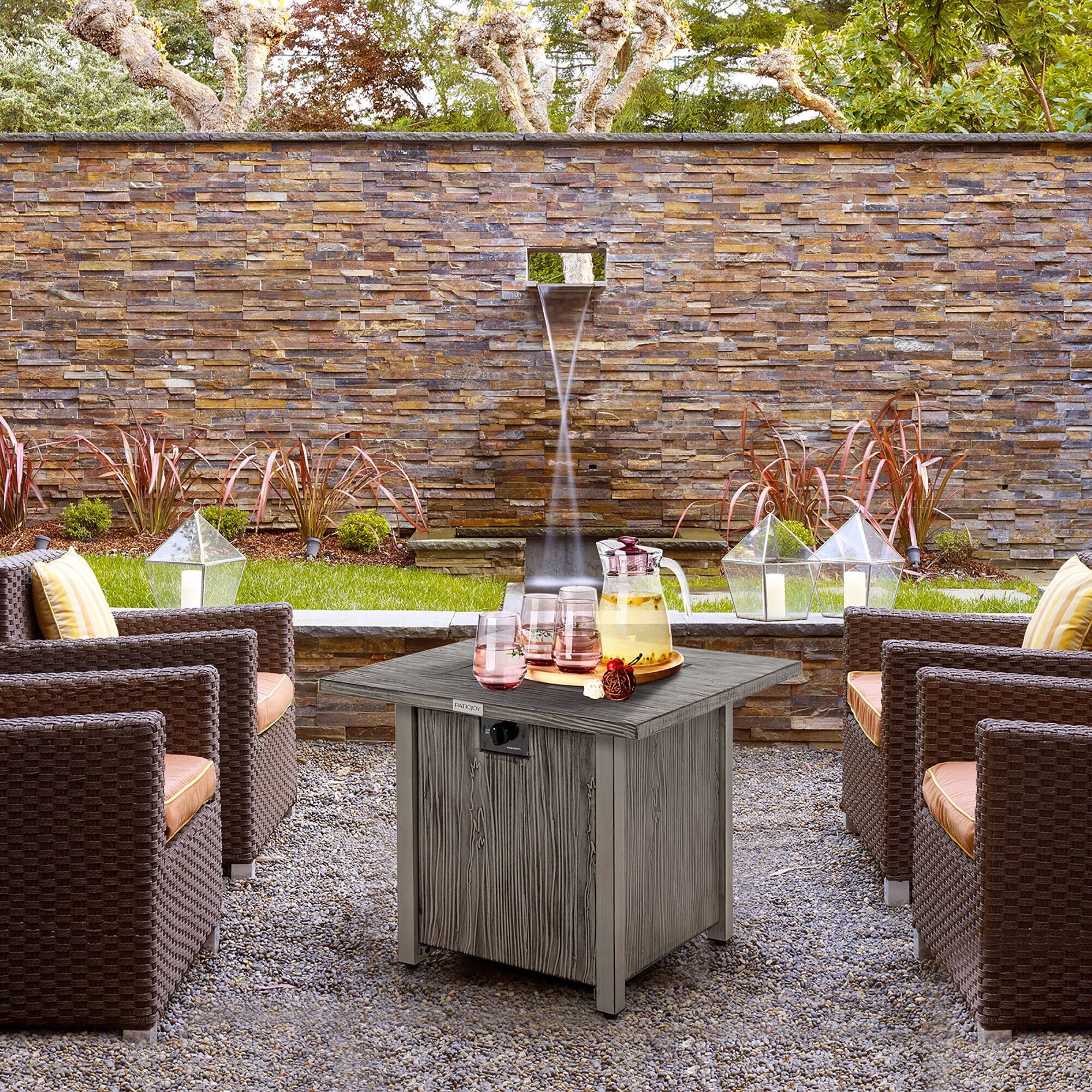 Alt View 1. Costway - Costway 28" Patio Square Fire Pit Table 40,000 BTU Propane Gas Table with Lid & Lava Rocks - Grey.