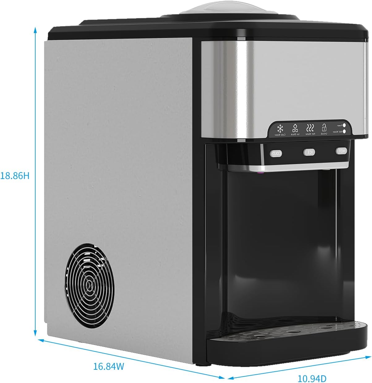 - Height: 18.86H
- Width: 16.84W
- Depth: 10.94D