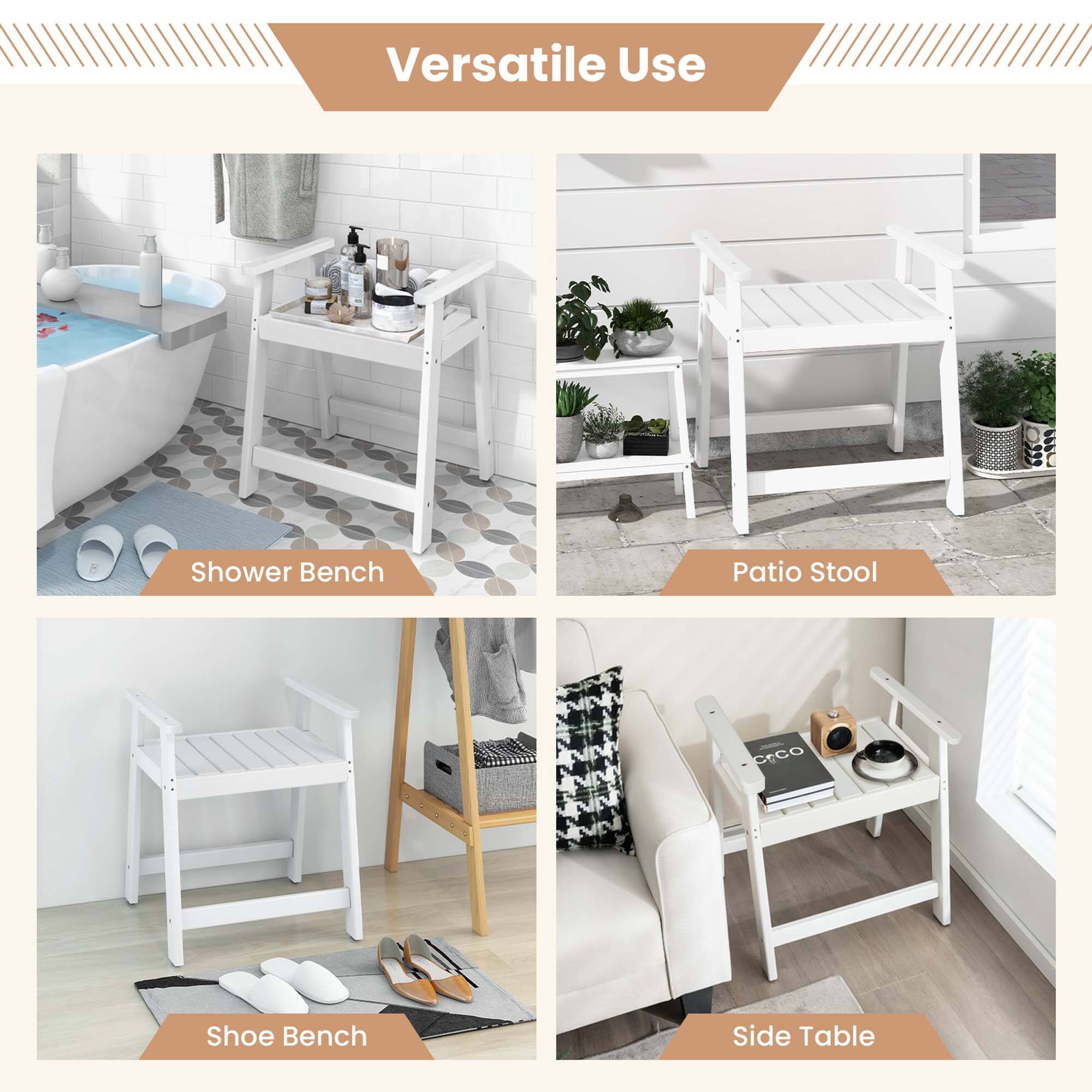 Versatile Use: Shower Bench, Patio Stool, Side Table, Shoe Bench