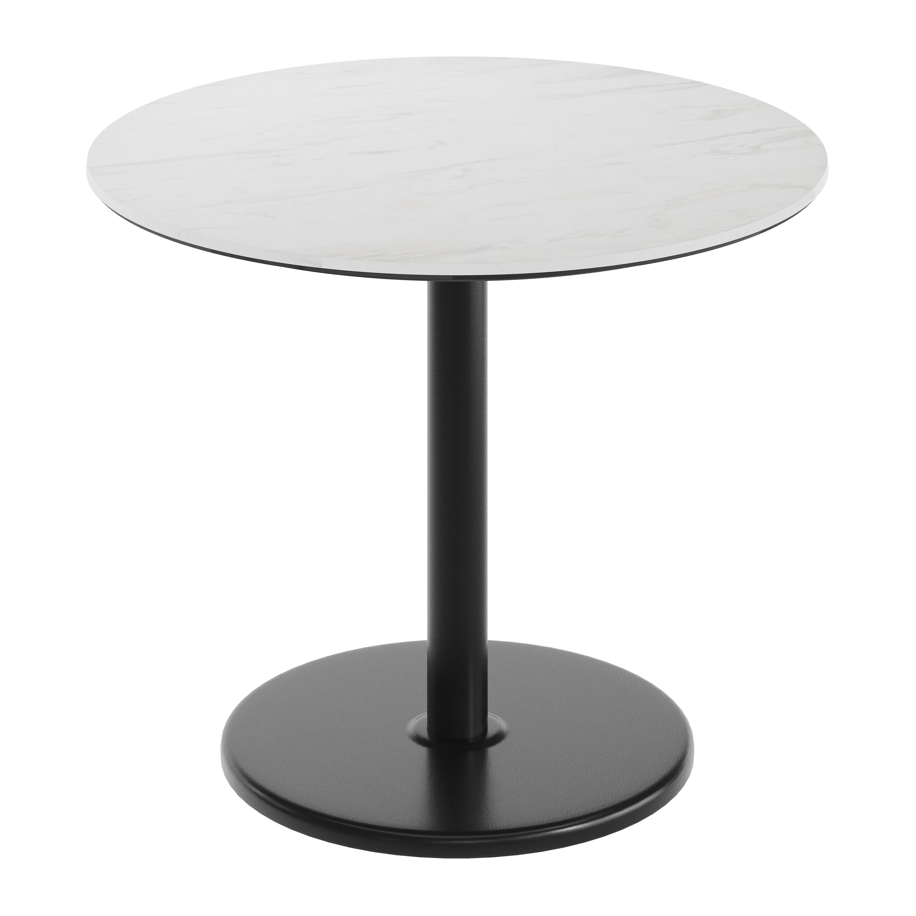 White Faux Marble/Black Base