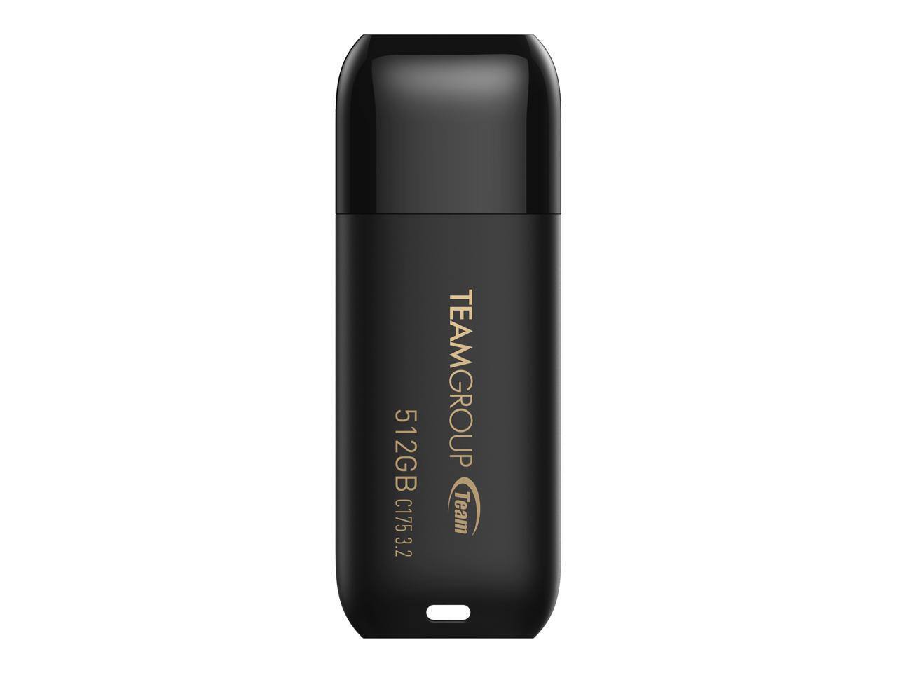 Team Group - TEAMGROUP C175 512GB USB 3.2 Flash Drive, 100MB/s Speed, Matte/Glossy Black (TC1753512GB01) - Black Pearl