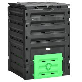 Outsunny - Garden Compost Bin, 120 Gallon (450L) Garden Composter, BPA Free, with 80 Vents and 2 Sliding Doors - Black
