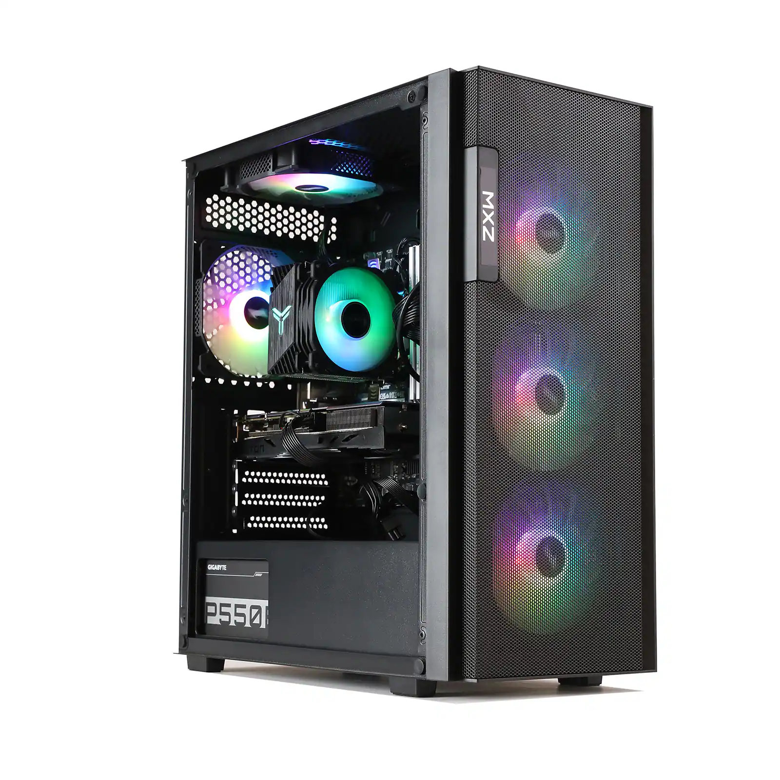 MXZ - Gaming PC Computer AMD Ryzen 5 5600X,GeForce RTX 4070,16GB DDR5 6000,NVME 1T SSD,6RGB Fans,WIFI & Win 11 Pro Ready - Black