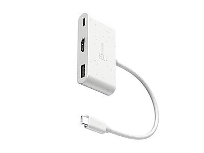 Alt View 1. j5create - j5create Eco-Friendly 3-Port USB-C Hub, White (JCA379EW) - White.