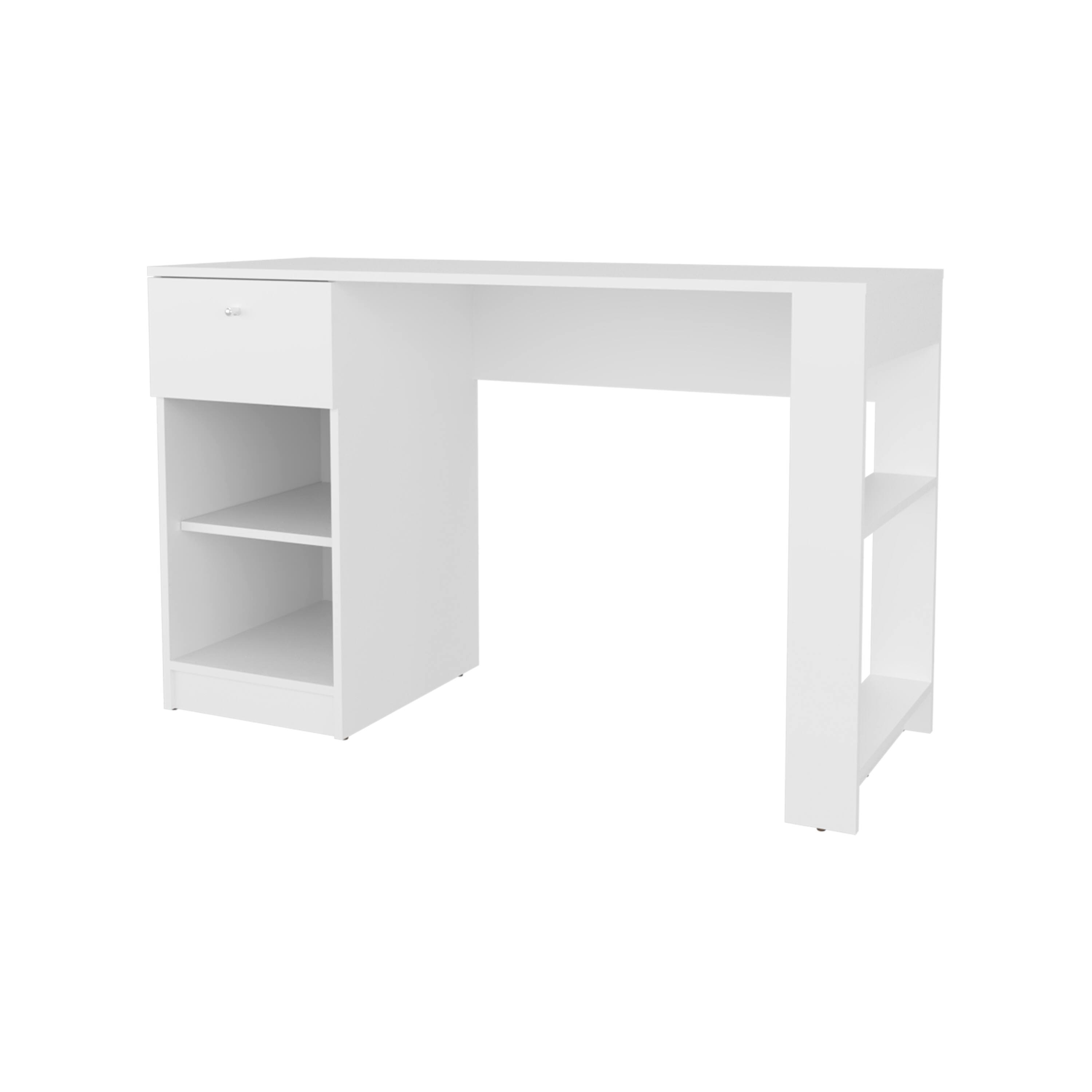 Angle. TinyHomie - Sun City Computer Desk with a Drawer and Open Storage White - White.