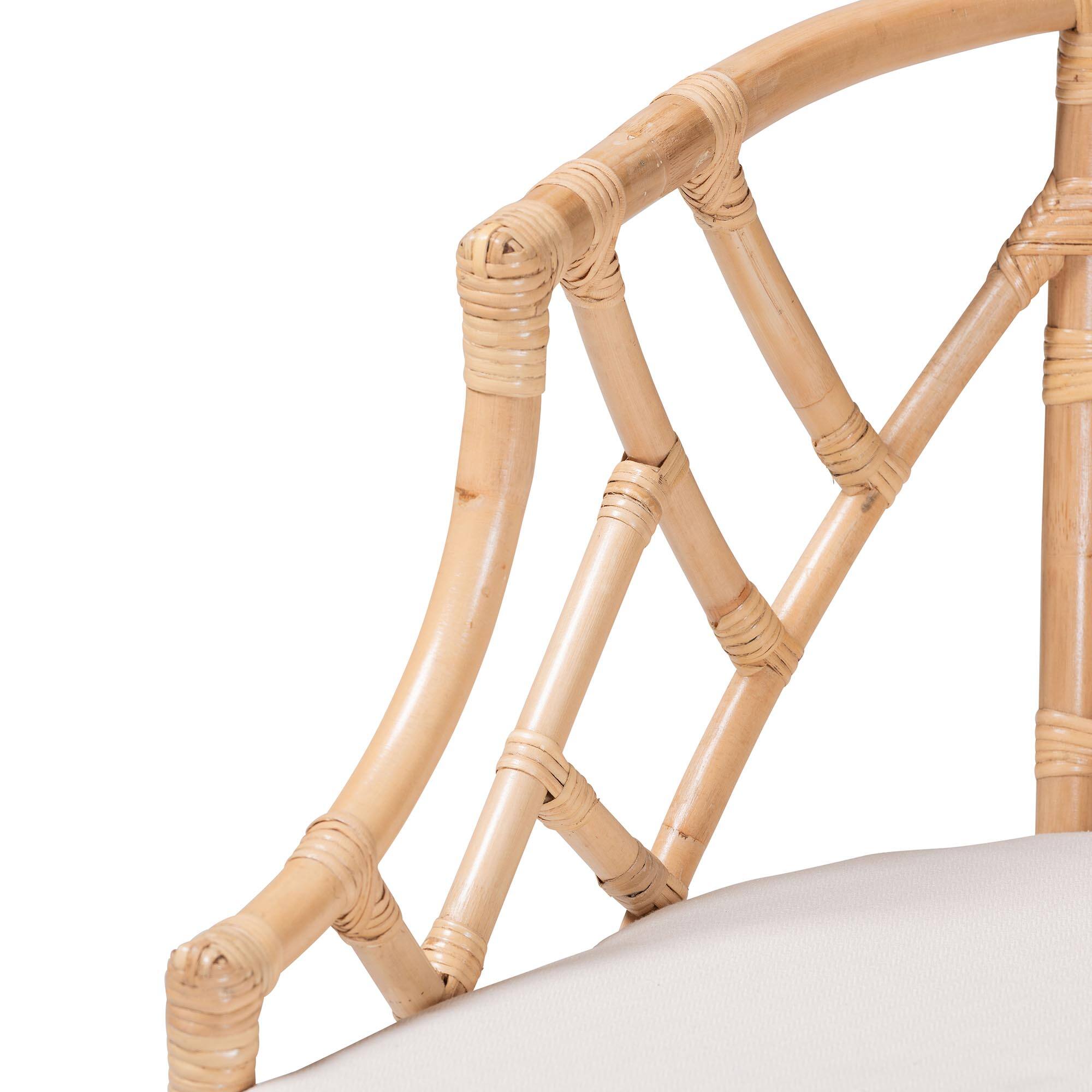 Alt View 1. bali & pari - Padma Natural Rattan Dining Chair - Handwoven Barrel Accent Chair with Bamboo-Style Frame and Lattice Detail - Natural.