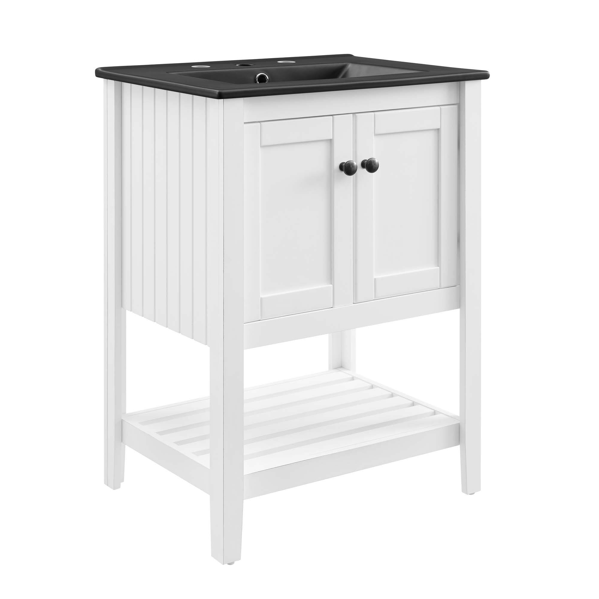 Angle. Modway - Prestige Bathroom Vanity Basin Included - White Black.