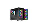 Front. DIYPC - DIYPC ARGB-M1-BK USB3.0 Micro ATX Case w/ Tempered Glass & 3 ARGB Fans - Black.