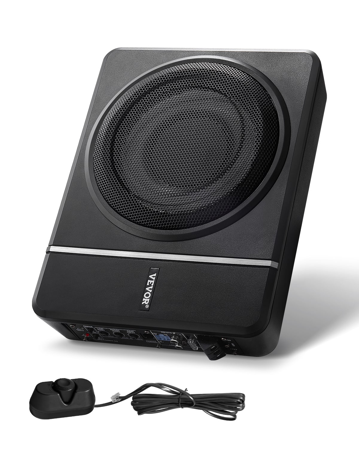 VEVOR - 8" 240W Underseat Car Subwoofer, Slim Powered Car Subwoofers Under the Seat, Low Profile Audio Sub Built-in Amplifier - Black