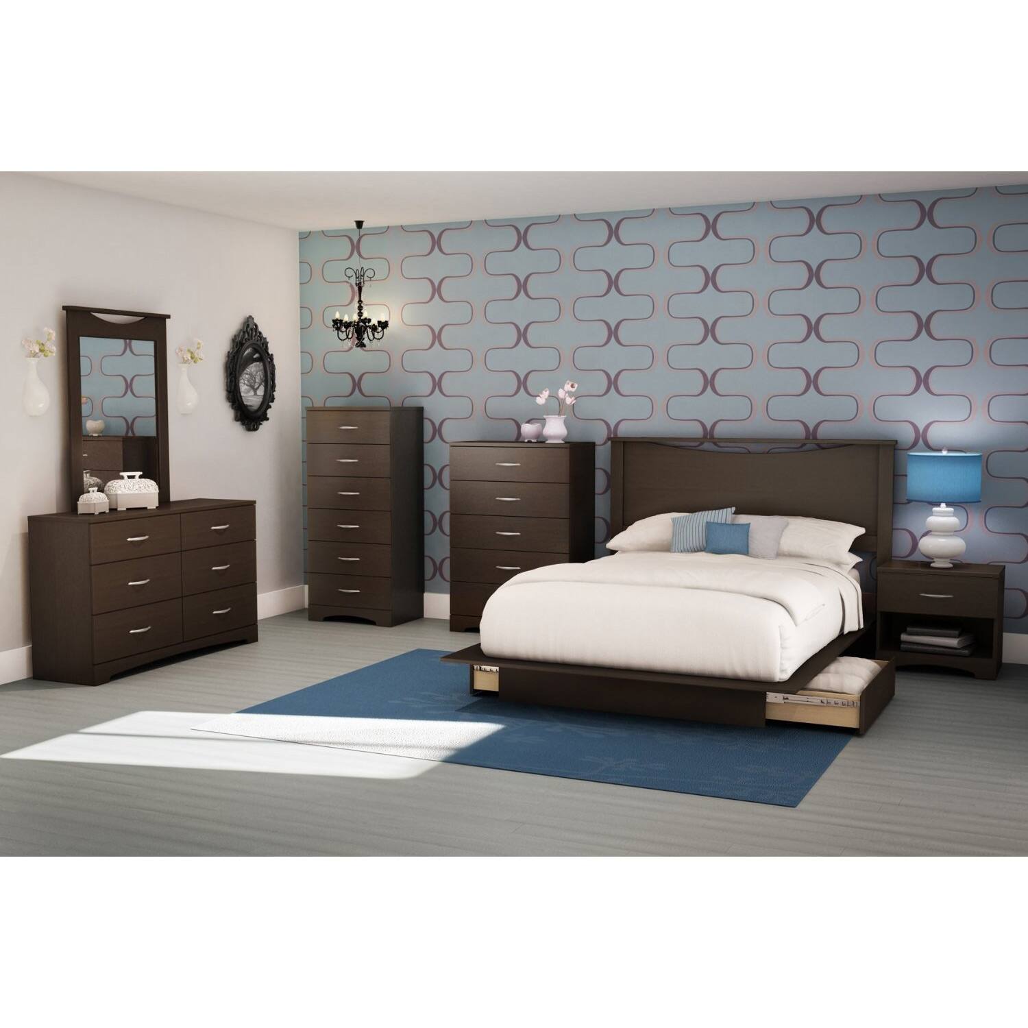 Left. Hivvago - Hivvago Modern 5 Drawer Bedroom Chest - Chocolate Brown.