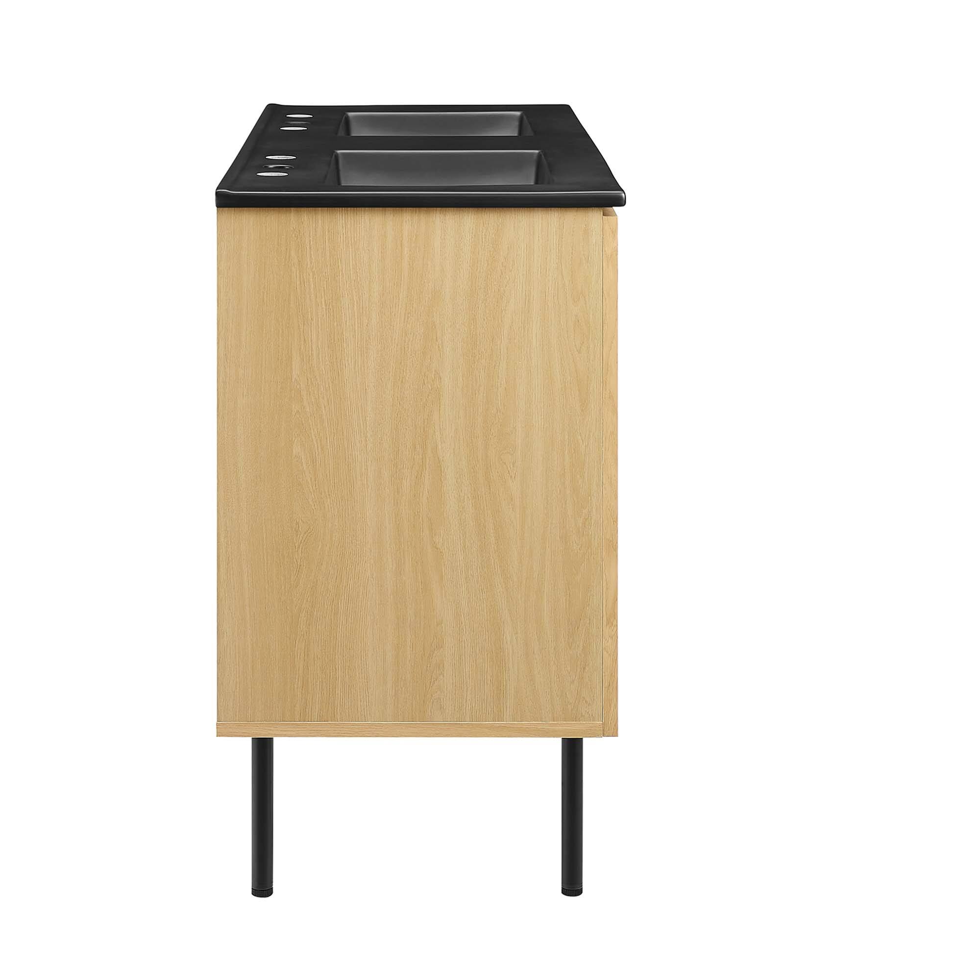 Alt View 4. Modway - Chaucer Bathroom Vanity with Black Basin Included by Modway - Oak Black.