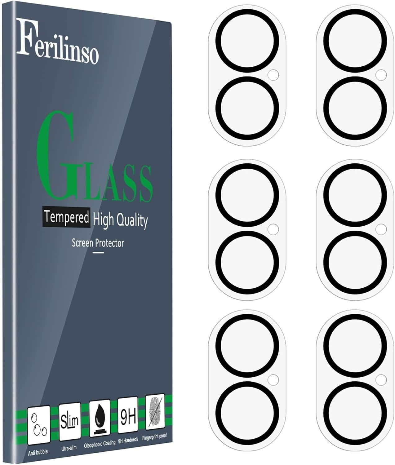 PARKER SLATER - 6-Pack Camera Lens Protector for iPhone 17/16/16 Plus, Case-Friendly Glass - Clear