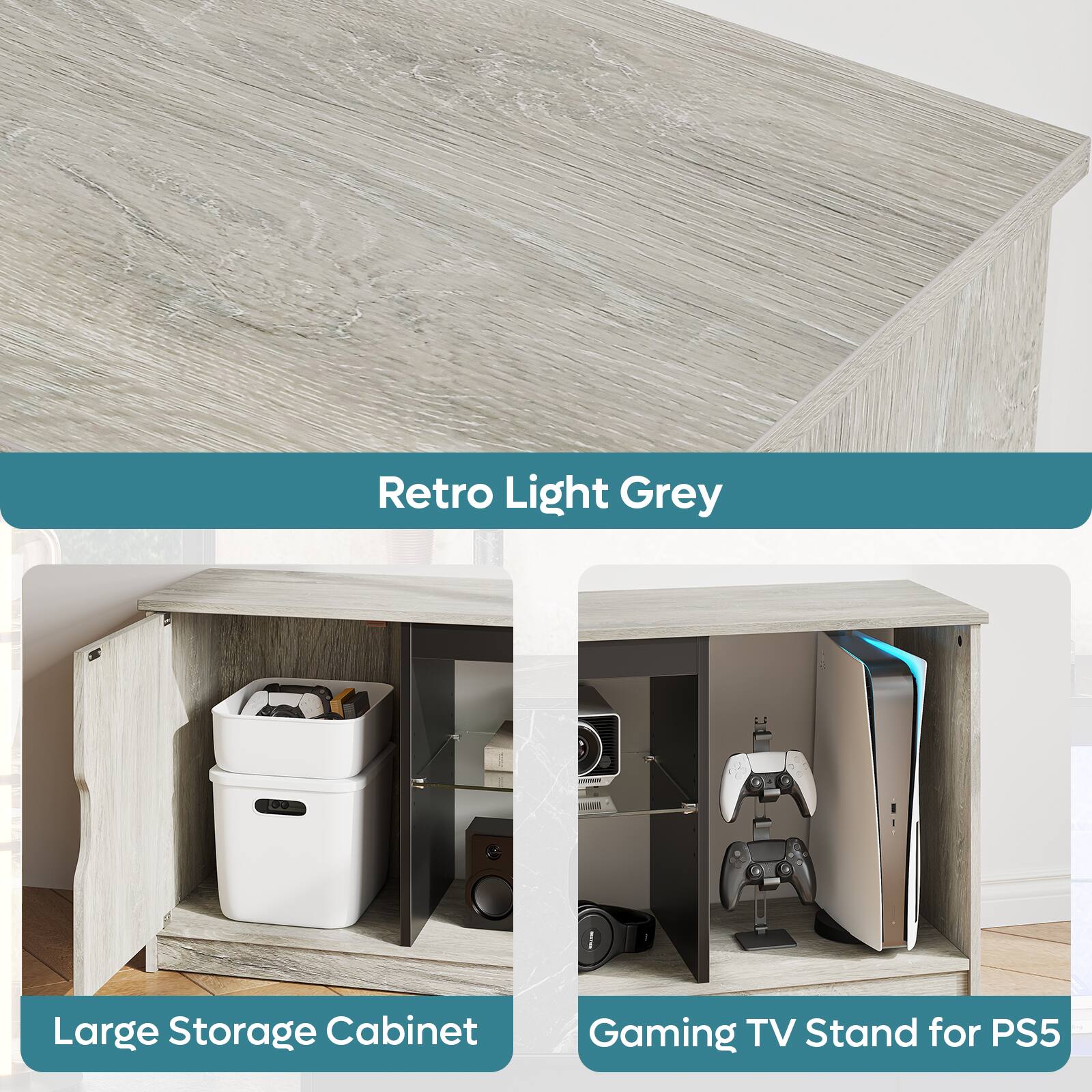 Retro Light Grey

Large Storage Cabinet

Gaming TV Stand for PS5
