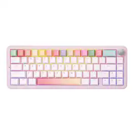 Luckbyte - Retro 65% Wireless Mechanical Keyboard - Tri-Mode, Hot-Swappable Gasket Mount with RGB & Knob, Creamy Sound - Pink