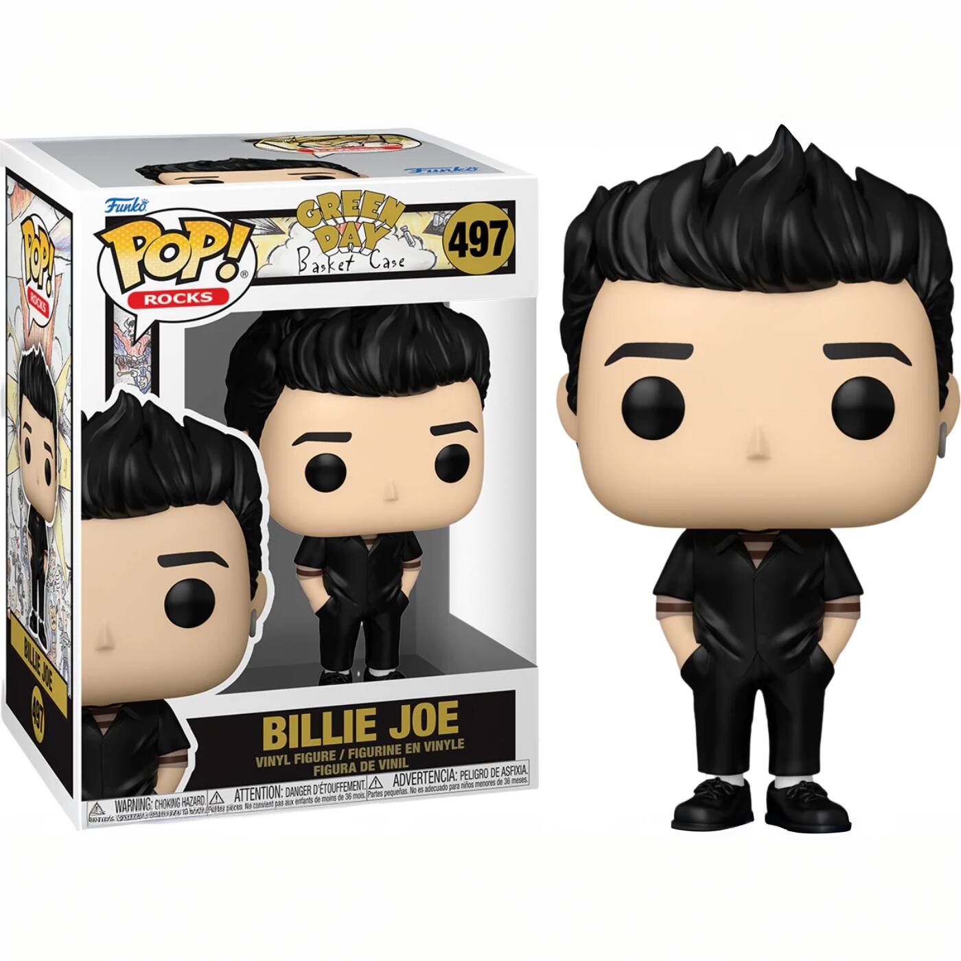 Funko POP! ROCKS  
GREEN DAY  
497  
Basket Case  
BILLIE JOE  
VINYL FIGURINE EN VINYLE / FIGURA DE VINIL / VINYL FIGURE  
ADVERTENCIA: PELIGRO DE ASFIXIA / ATTENTION: DANGER ÉTOUFFEMENT / WARNING: CHOKING HAZARD