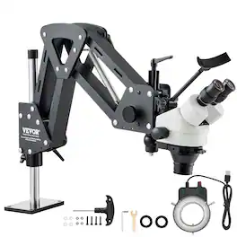 VEVOR - Multi-Directional Microscope with Spring Bracket, 7X-45X Magnification Jewelry Microscope, Micro Jewelry Inlaid Stand - Black