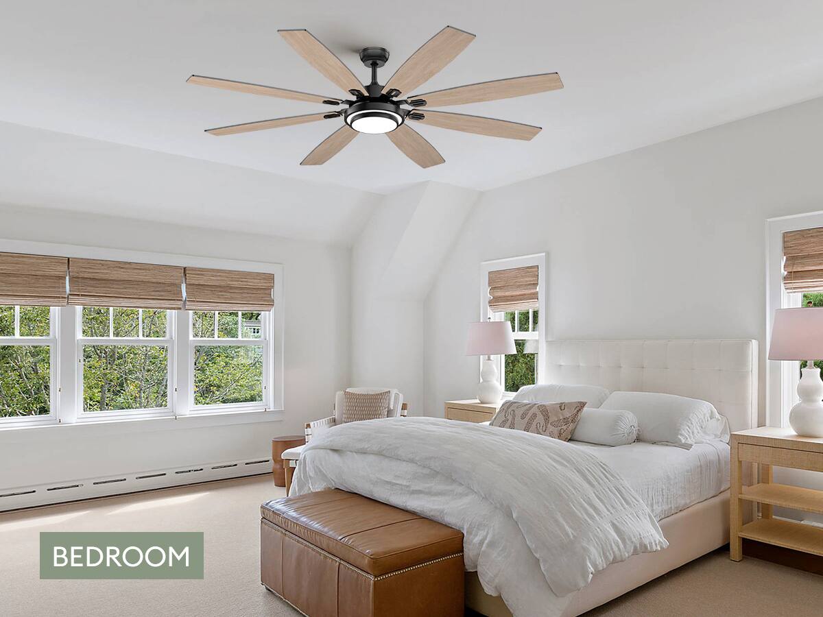 Alt View 2. Siljoy - 72-in Black LED Ceiling Fan with Dual Color Blades (Black and oak)-Remote Included (8 Blades) - Black.