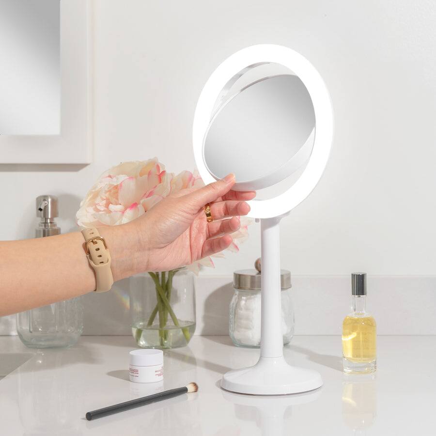 Alt View 2. Zadro - Hudson, LED Lighted Makeup Mirror with 8X/1X Magnifications & Suction Cup Mounting - White.