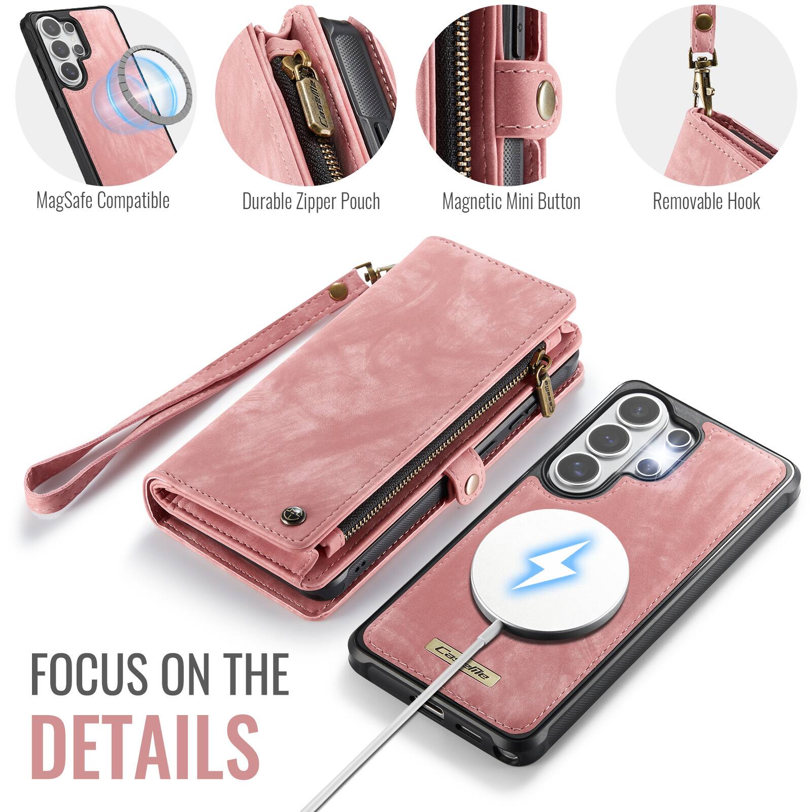 MagSafe Compatible  
Durable Zipper Pouch  
Magnetic Mini Button  
Removable Hook  

FOCUS ON THE DETAILS