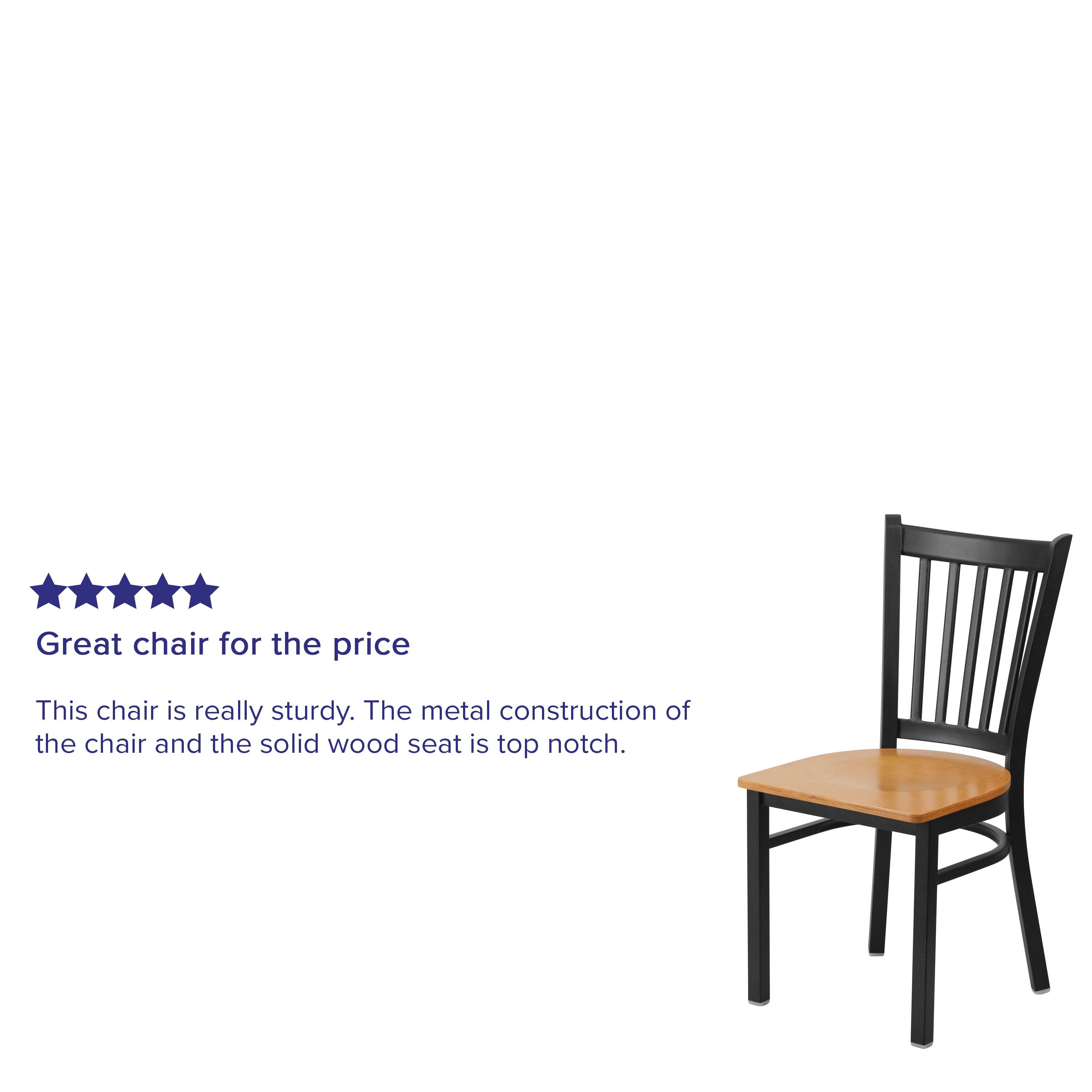 Great chair for the price

This chair is really sturdy. The metal construction of the chair and the solid wood seat is top notch.