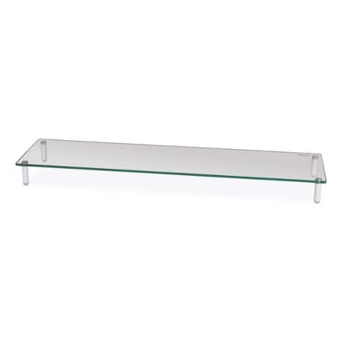 KanTek - MS380 39.4 in. x 10.2 in. x 3.25 in. Supports 60 lbs. Extra Wide Glass Monitor Riser - Clear