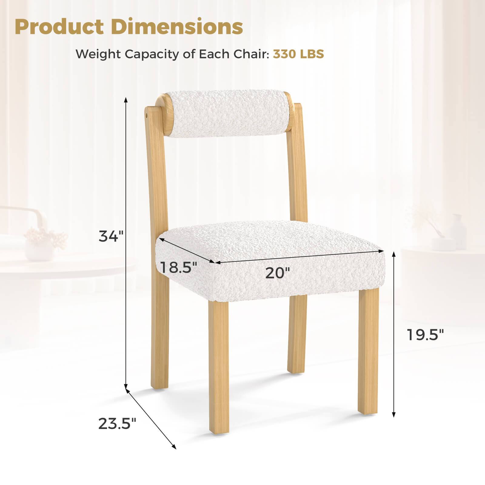Product Dimensions: Weight Capacity of Each Chair: 330 LBS. 34" 18.5" 20" 19.5" 23.5".