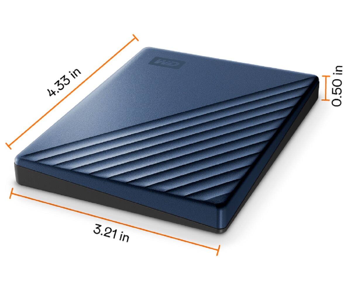 Angle. WD - My Passport Ultra 2TB External USB 3.0 Portable Hard Drive - Blue.