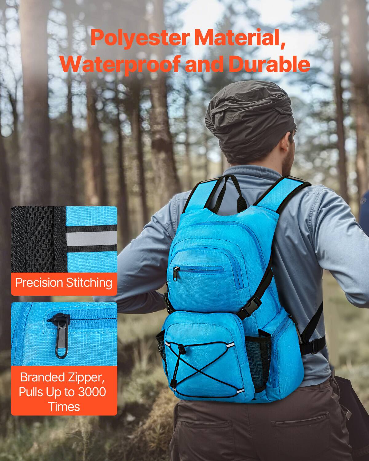 Polyester Material, Waterproof and Durable

Precision Stitching

Branded Zipper, Pulls Up to 3000 Times