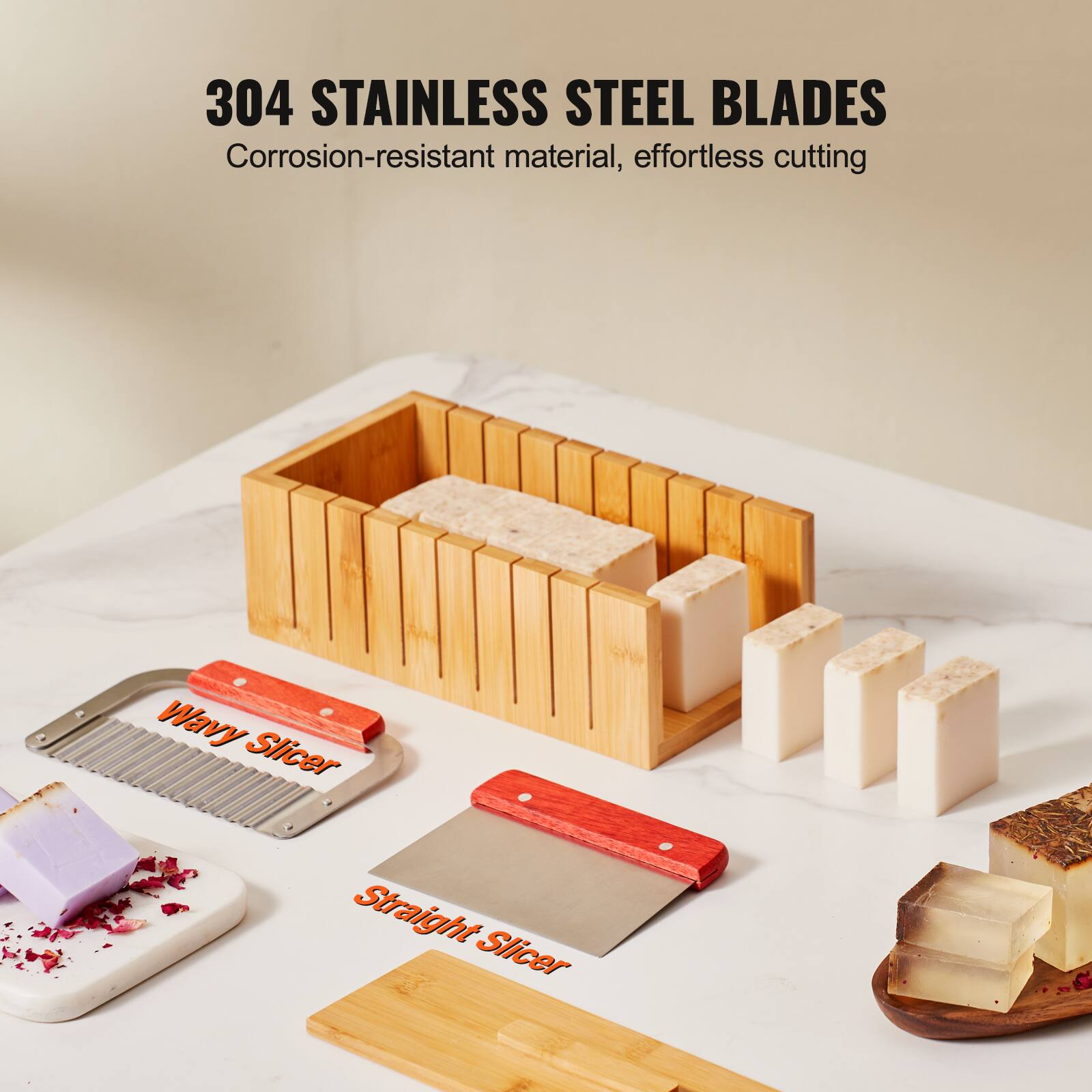 304 STAINLESS STEEL BLADES  
Corrosion-resistant material, effortless cutting  
Wavy Slicer  
Straight Slicer