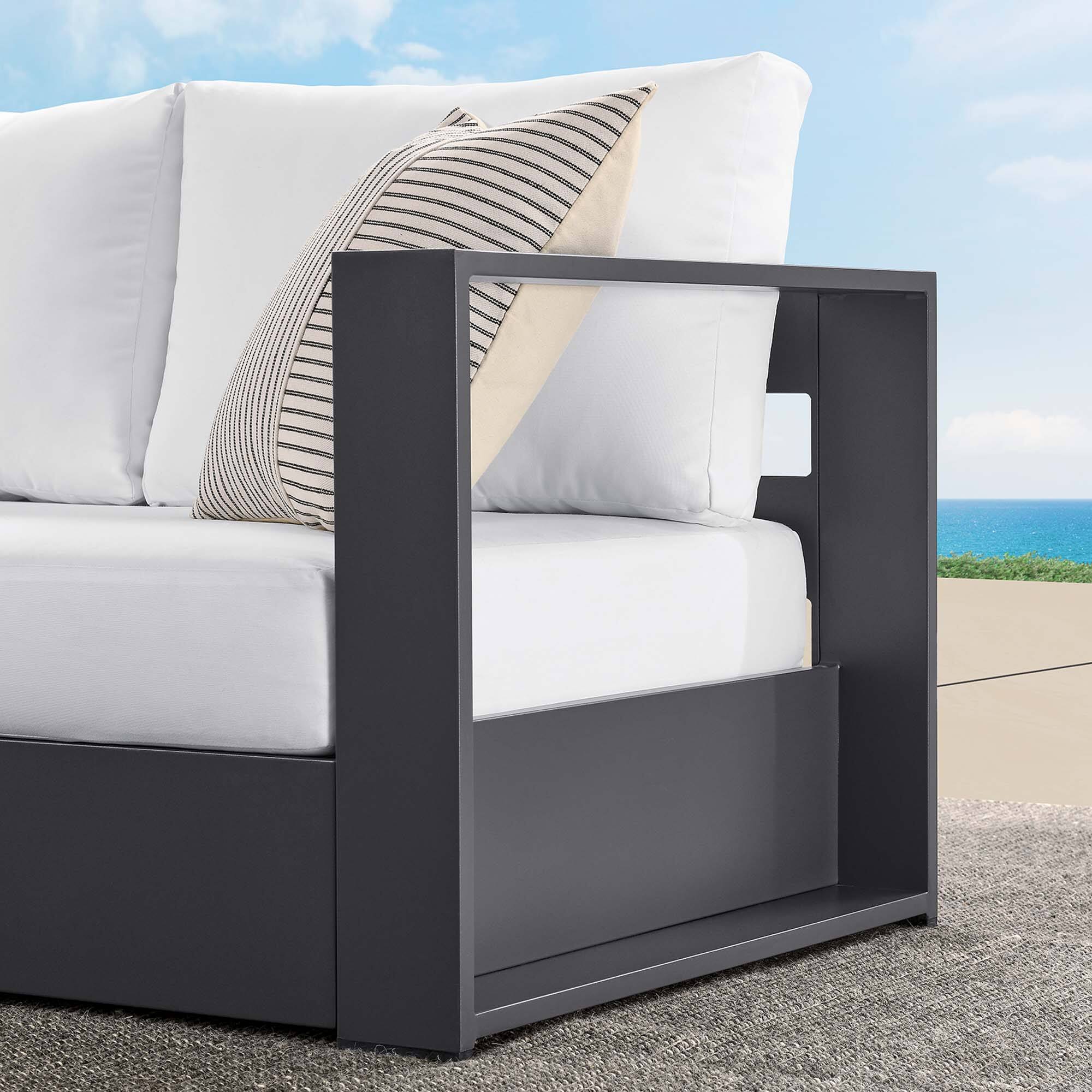 Tahoe Outdoor Patio Powder-Coated Aluminum Modular Right-Facing Loveseat by Modway - Gray White