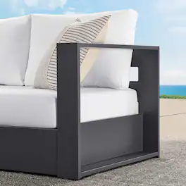 Tahoe Outdoor Patio Powder-Coated Aluminum Modular Right-Facing Loveseat by Modway - Gray White
