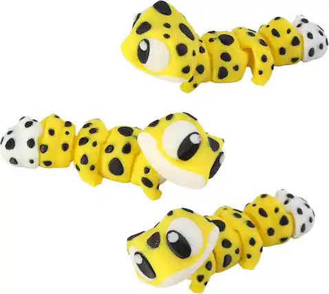 Front. JuzToys - 3D Printed Articulated Gecko Fidget Toy 3 Pack – Flexible Cute Animal Desk Decor, Adult Fidget Collectible by PowerTRC - Multicolored.