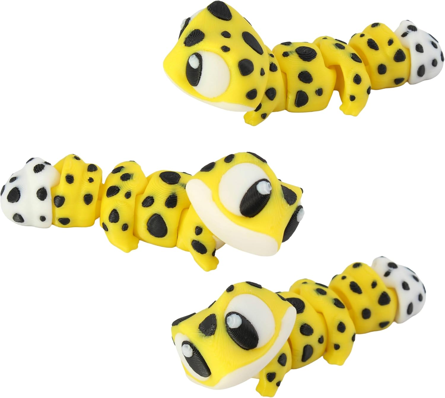 3D Printed Articulated Gecko Fidget Toy 3 Pack – Flexible Cute Animal Desk Decor, Adult Fidget Collectible by PowerTRC