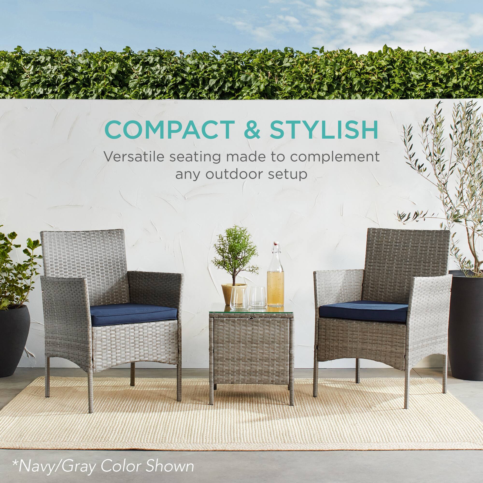 COMPACT & STYLISH  
Versatile seating made to complement any outdoor setup  

*Navy/Gray Color Shown