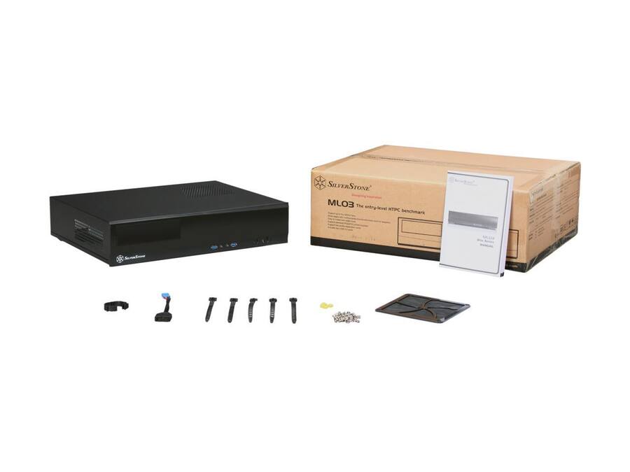 Silvertek Htpc SilverStone ML03B Micro ATX HTPC Case, Black Aluminum, 0.8mm SECC Black ...