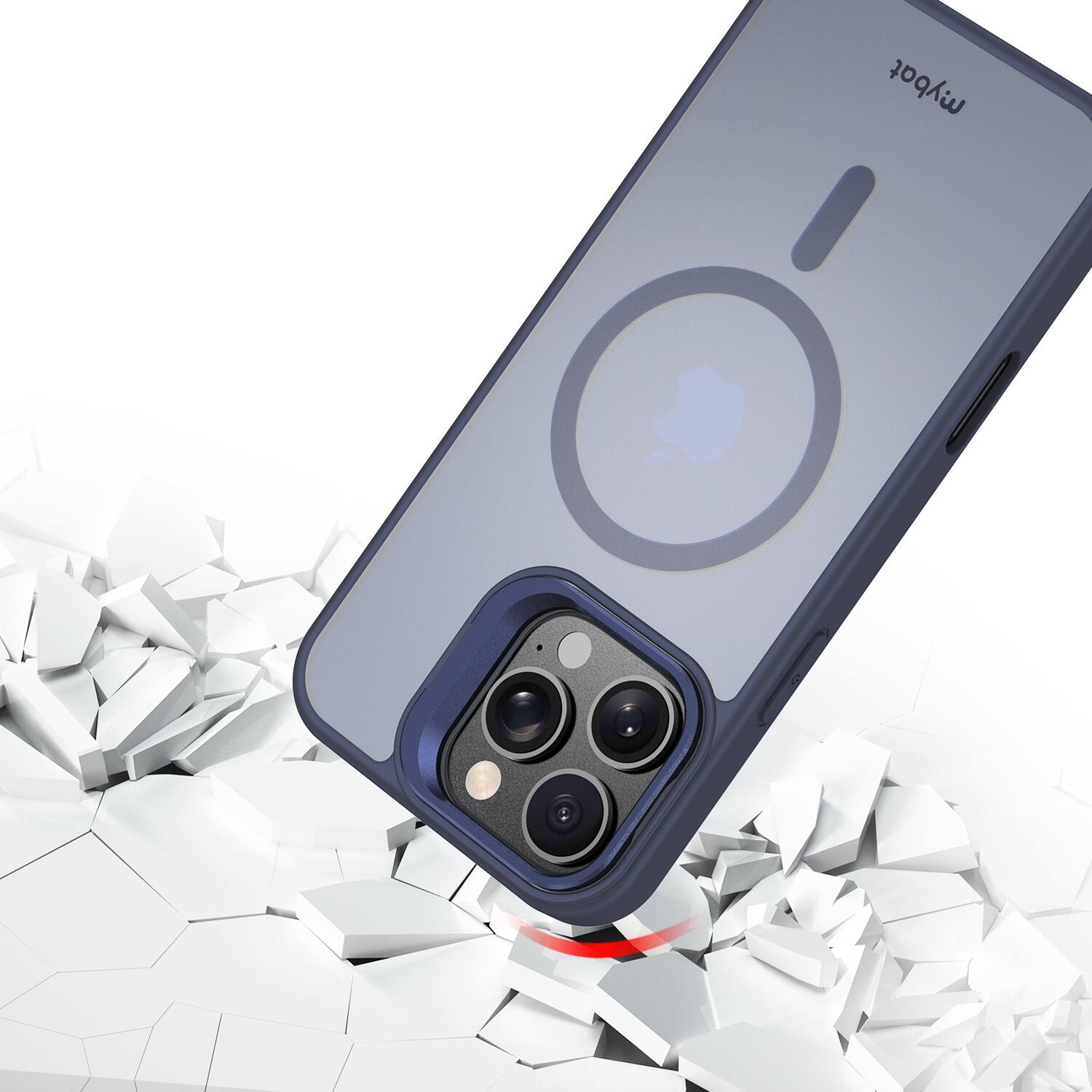 Alt View 3. Mybat - MyBat InFrame MagSafe Case with Kickstand for Apple iPhone 16 Pro Max - Cobalt - Clear/Cobalt.